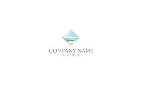 Ocean Landscape vector logo image Stock Illustration