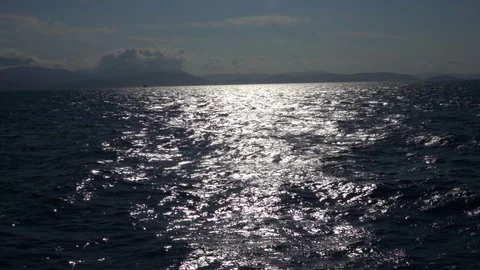 Ocean Light Reflection by Boat, Slow Motion Stock Footage 70616353