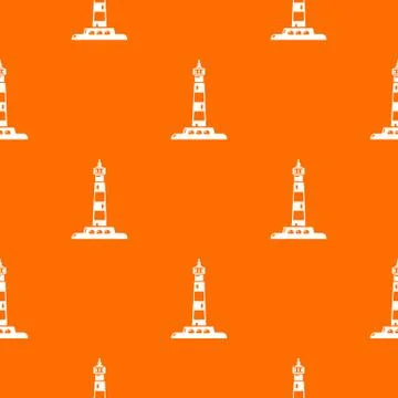 Ocean lighthouse pattern vector orange Illustrazione stock