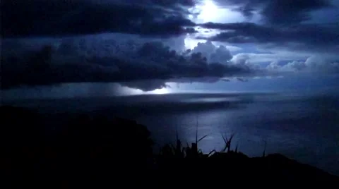 Ocean Lightning Storm Slow Mo Stock Footage 39962106