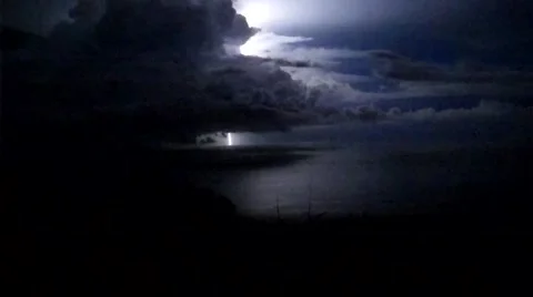 Ocean Lightning Storm Slow Mo Stock Footage 39962114