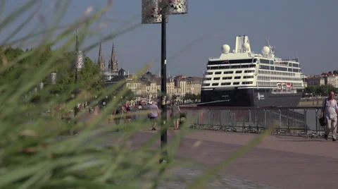 Ocean liner docked in Bordeaux Stock Footage 55855840