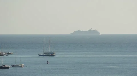 Ocean liner on the horizon Stock-Footage 46481155
