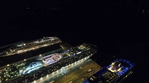 Ocean liner at night Stock Footage 52004245