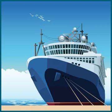 Ocean liner at the pier Stock Illustration