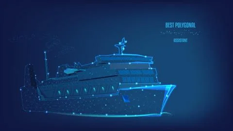 Ocean liner, ship from Polygonal of triangles and points. Concept of business Stock Illustration