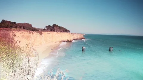 Ocean looking from a Cliff : Still Stock Footage 77409676