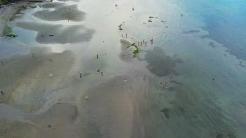 Ocean low tide on a tropical sunset island 库存影片 243766308