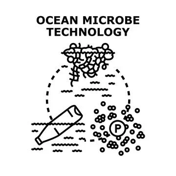 Ocean microbe technology cleaning water from microplastic pollution Stock Illustration