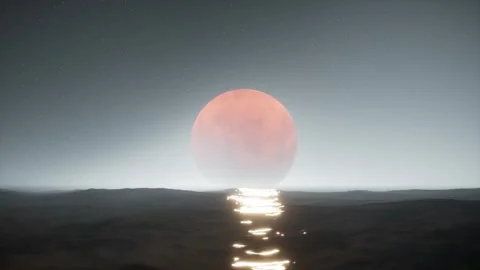 Ocean with moon at starry night loop animated background Video stock 324856014