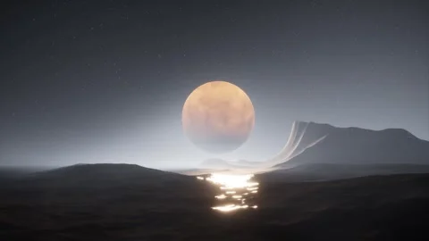 Ocean with moon at starry night loop animated background Video stock 324856017