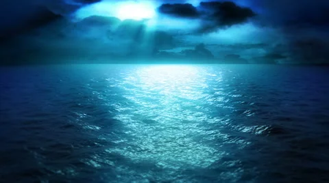 Ocean Moonlight and Clouds (Loop) Stock Footage 54769752