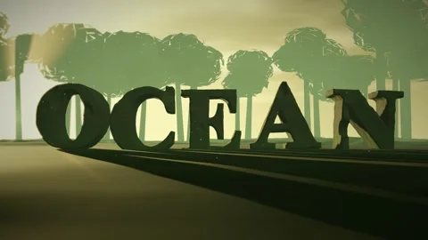 Ocean Moss Covered Ancient Stone Letters in a Misty Jungle Ruin with Light Stock Footage 342221046