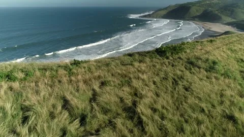 Ocean from a mountain in Mbotyi drone Stock Footage 155681279