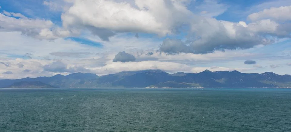 Ocean mountain range skyline viewpoint Stock Photos