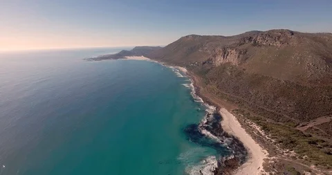 Ocean & Mountains by Drone, South Africa, 4k Stock Footage