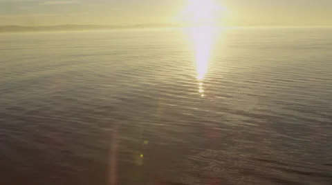 Ocean Mountains Sunset Shimmer Stock-Footage 46974122