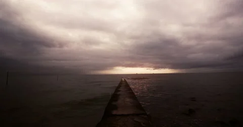 Ocean Mystic Timelapse Sky and Clouds Grey Stock Footage 52539853