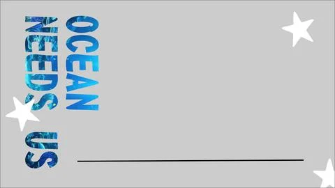 Ocean needs us typography banner with vertical marine texture Stock Illustration