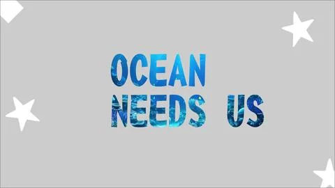 Ocean needs us typography banner with vertical marine texture Stock Illustration