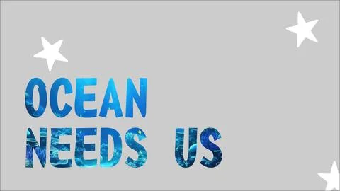 Ocean needs us typography banner with vertical marine texture Stock Illustration