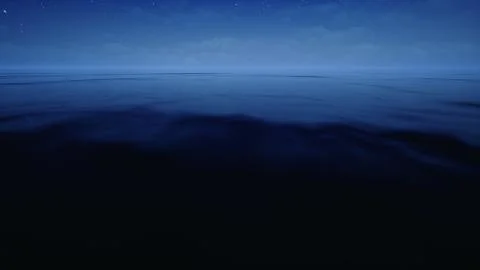 Ocean at night by 3D rendering scene Stock-Illustration