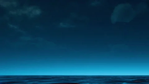 Ocean at night with clouds and smooth water under a dark sky Stock Footage 340211492