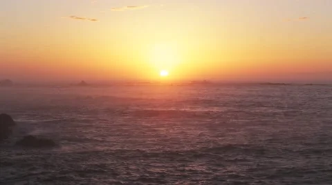 Ocean Oregon Sunset Rock Formations Stock Footage 49080850
