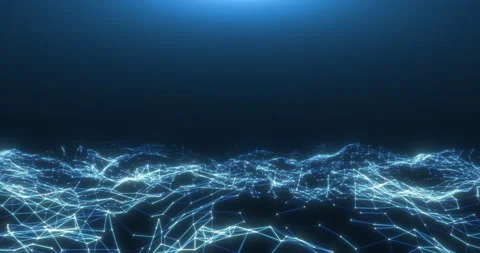An ocean of oscillating plexuses of dots and lines, emerging Stock Footage 274143992