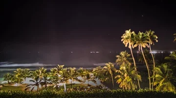 Ocean Palm View Night Timelapse 4k Stock Footage 85969138