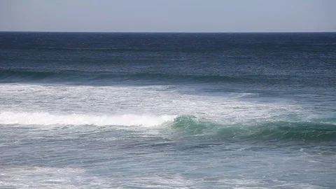 Ocean panoramic view. Beautiful blue sea at sunny day with waves. Scenic of t Video stock 105656430