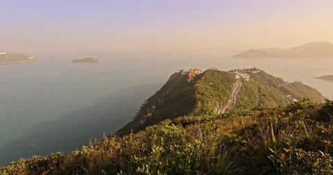 Ocean Park Theme Park overlooking South China Sea in Hong Kong Stock Footage 332303383