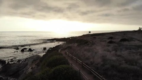 Ocean path trail along beach Stock Footage 297228967