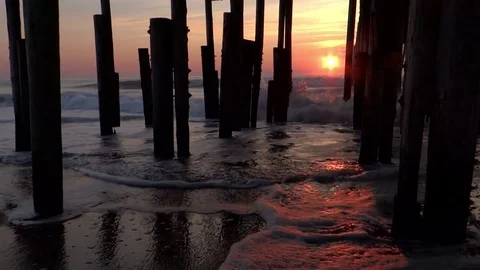 Ocean Peer Sunrise Sunset Stock Footage 75014349