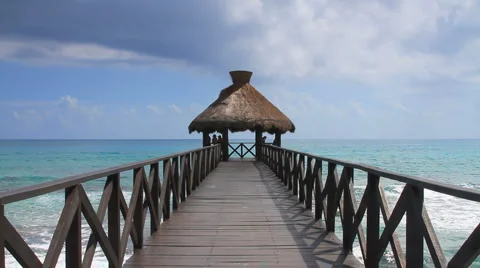 Ocean Pier in Cancun, Mexico Stock Footage 5641167