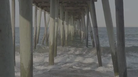 Ocean Pier Close-Up Stock Footage 168110533