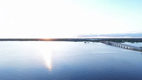Ocean Pier Drone Shot View Sunset Nature Stock Footage 292060306
