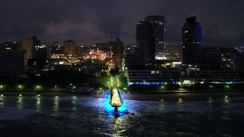 Ocean pier at night Stock Footage 155733288