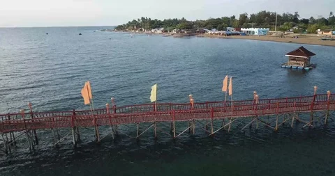 Ocean Pier in Philippines Drone Shot Stock Footage 106237546
