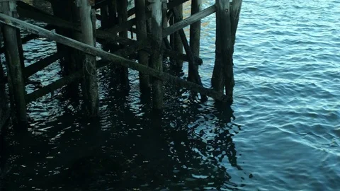 Ocean Pier Pillars Stock Footage 72933268