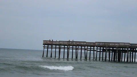 Ocean Pier Side View In North Carolina East Coast Stock-Footage 106674287