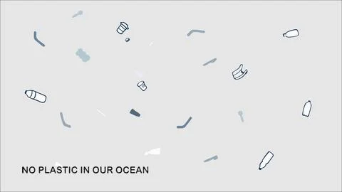 Ocean plastic pollution environmental campaign vector banner design Stock Illustration