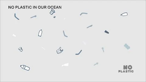 Ocean plastic pollution environmental campaign vector banner design Stock Illustration