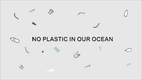 Ocean plastic pollution environmental campaign vector banner design Stock Illustration