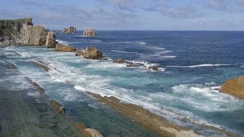 Ocean in Playa de Arnia Beach 4 in Santander Spain 4K Stock Footage 115937228