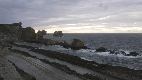 Ocean in Playa de Arnia Beach in Santander Spain 4K Video stock 115943623