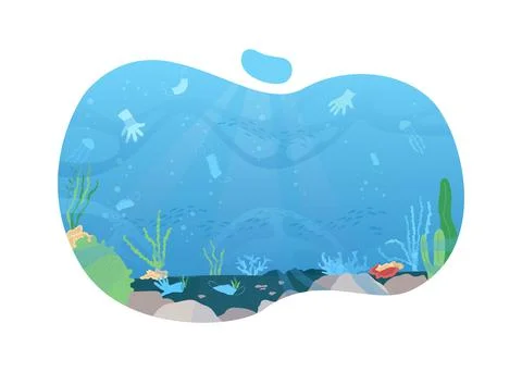 Ocean pollution 2D vector web banner, poster Stock-Illustration