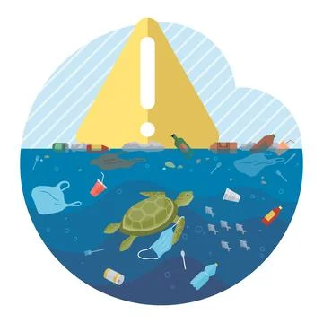 Ocean pollution. The polluted seas echo urgent need for environmental conse.. Illustrazione stock