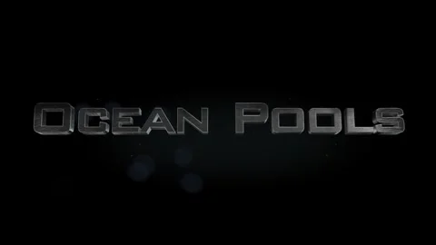Ocean Pools title 3D metal text on black alpha channel background Stock Footage 301264579