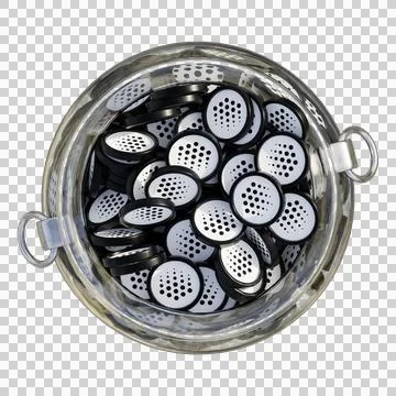 Ocean Protocol OCEAN in 3D crypto coin saving bank with stack coins on isolated Stock Photos